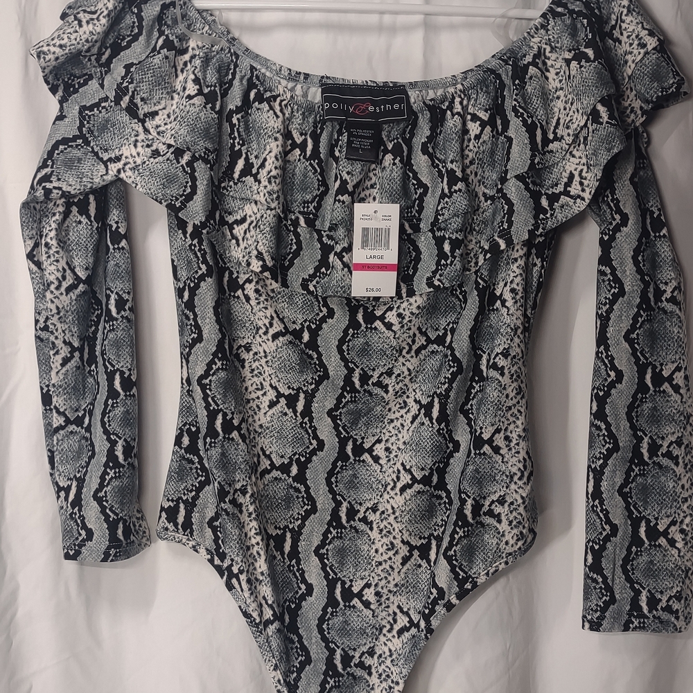 Snakeskin Off-Shoulder Bodysuit